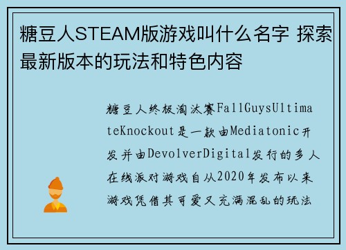 糖豆人STEAM版游戏叫什么名字 探索最新版本的玩法和特色内容